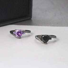 Wholesale Black Gold Heart Zircon Copper Rings