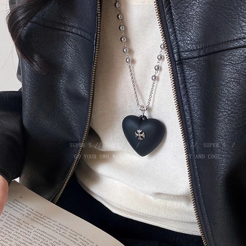 Wholesale Black Love Cross Sweater Chain Long Necklace
