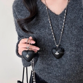 Wholesale Black Love Cross Sweater Chain Long Necklace
