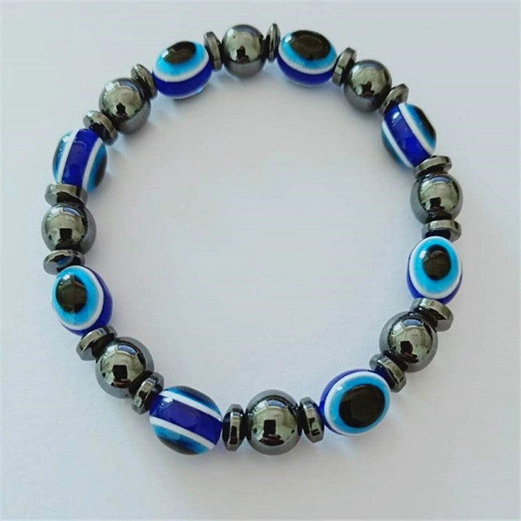 Wholesale Black Magnet Colored Flat Beads Stretch Men's Bracelet
