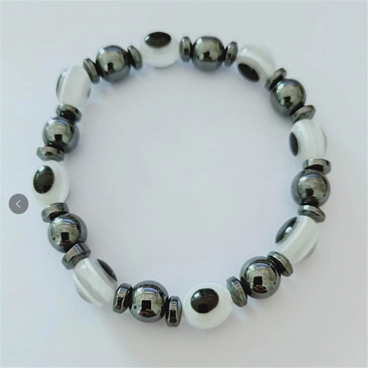 Wholesale Black Magnet Colored Flat Beads Stretch Men's Bracelet