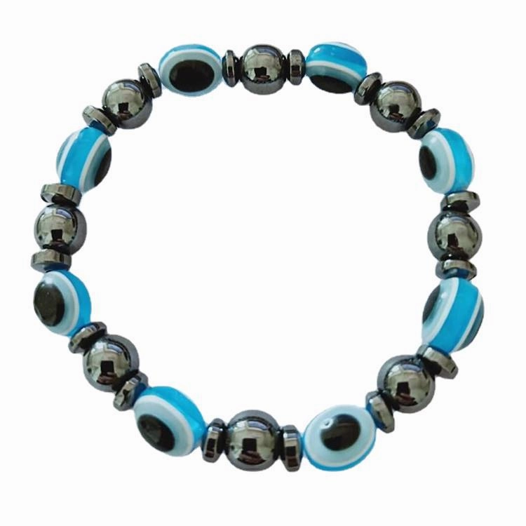 Wholesale Black Magnet Colored Flat Beads Stretch Men's Bracelet