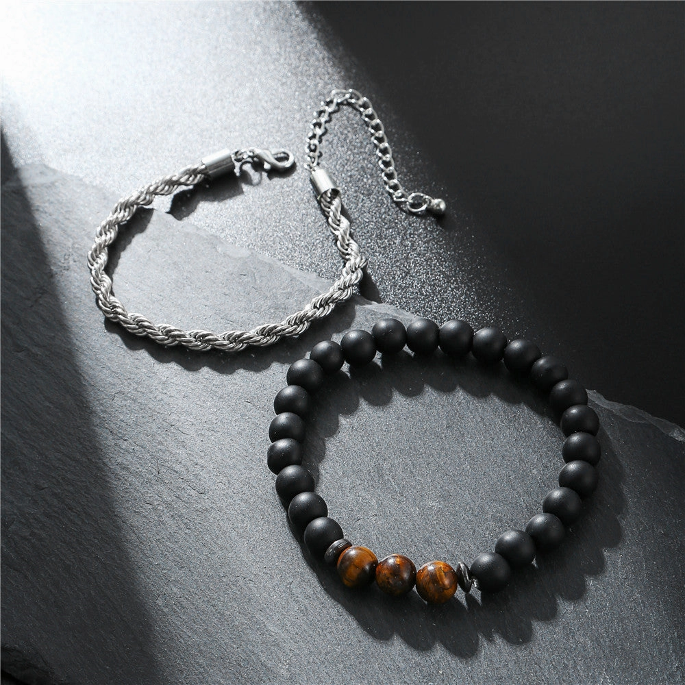 Wholesale Black Matte Stone Lava Stone Zircon Bracelet