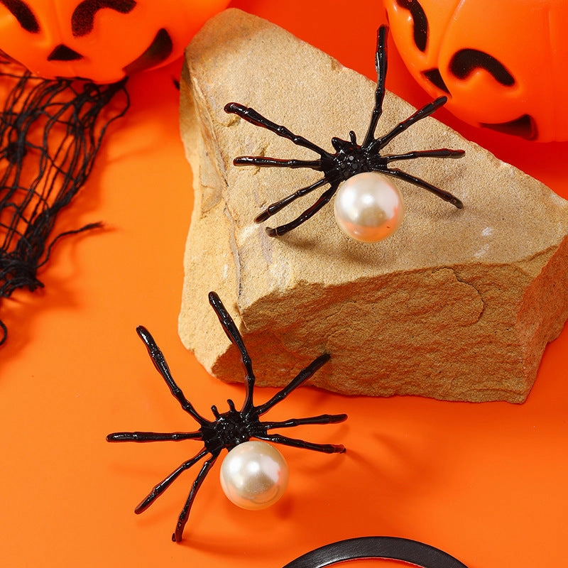 Wholesale Black Pearl Spider Insect Earrings