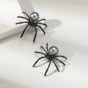 Wholesale Black Pearl Spider Insect Earrings