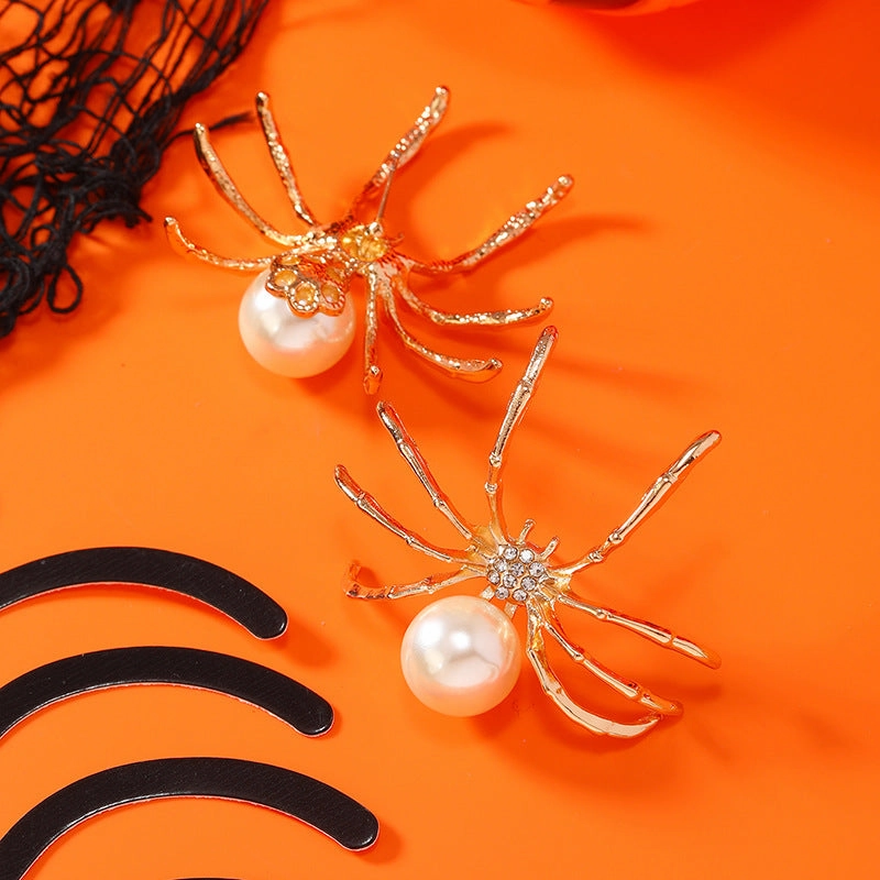 Wholesale Black Pearl Spider Insect Earrings