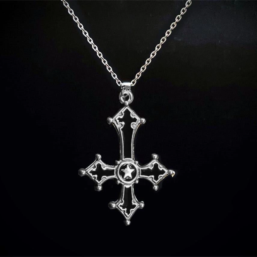 Wholesale Blood Red Gothic Inverted Cross Pendant Necklace