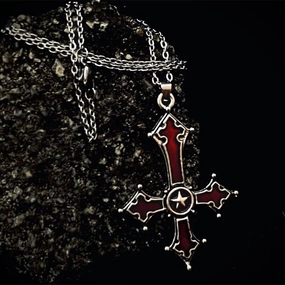 Wholesale Blood Red Gothic Inverted Cross Pendant Necklace