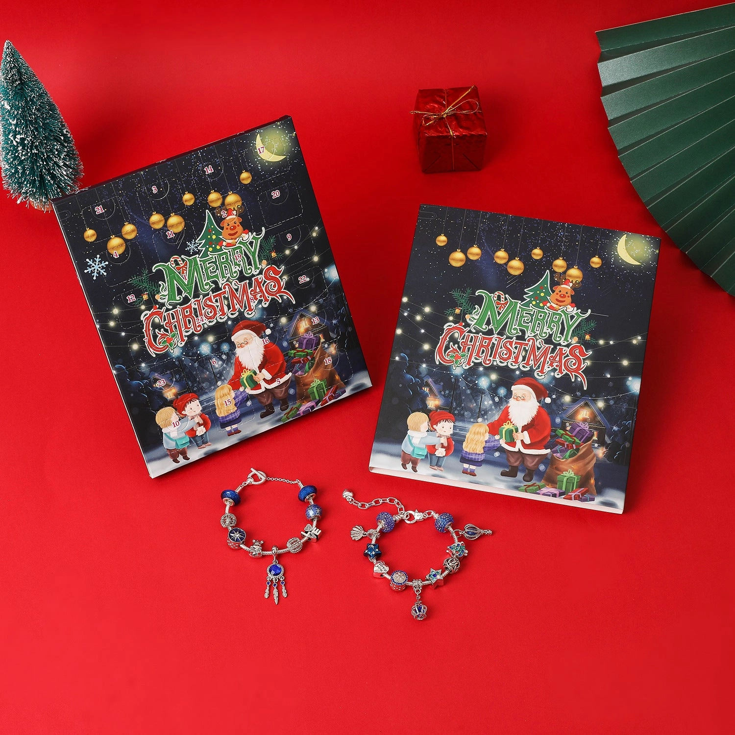 Wholesale Blue Christmas Countdown Calendar Gift Box Set Diy Beaded Bracelet