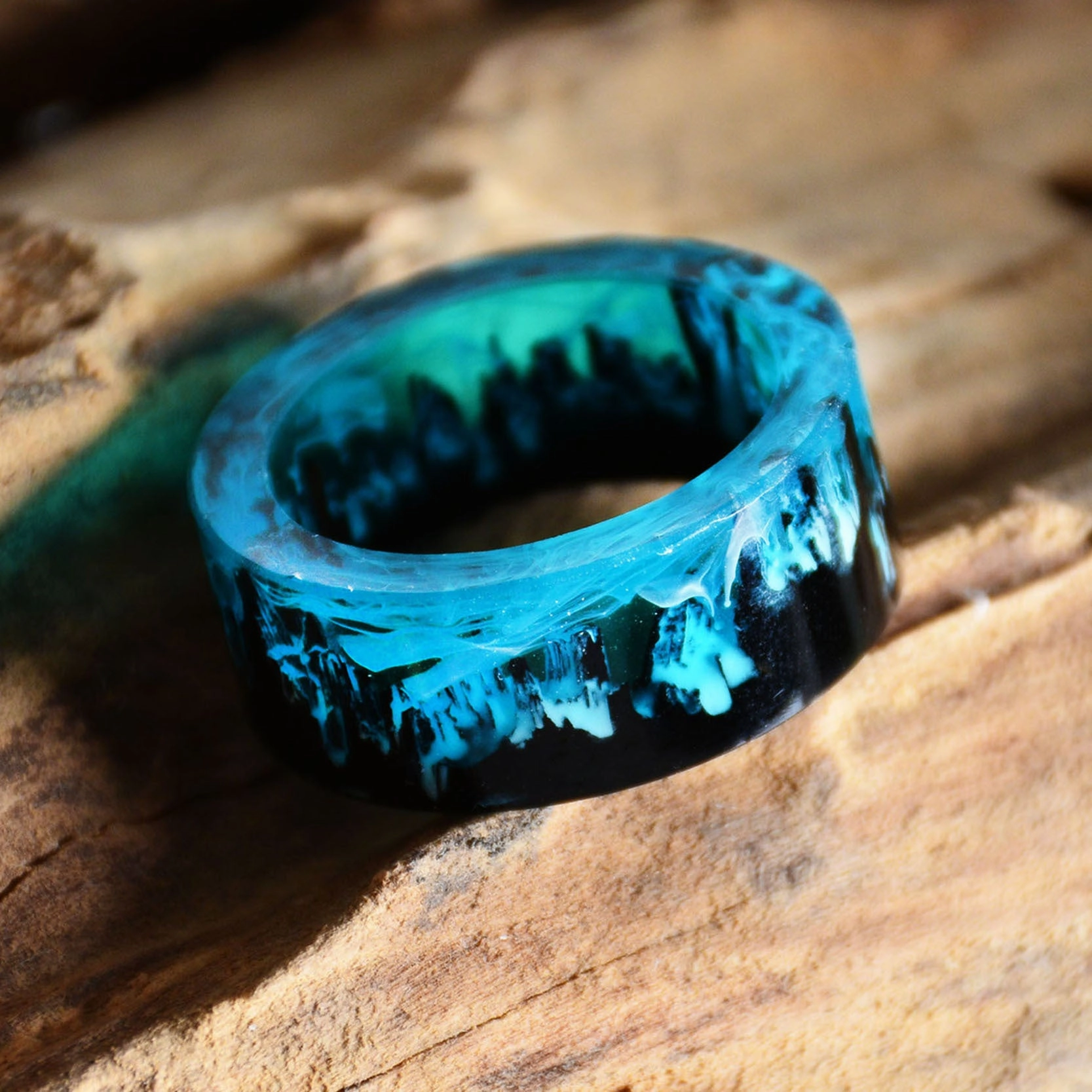 Wholesale Blue  Magic Forest diy handmade resin ring
