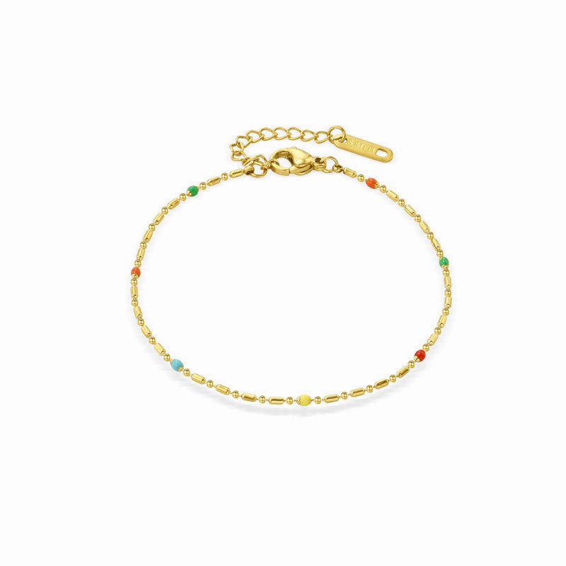 Wholesale Bohemia Colored Rice Beads Stainless Steel Necklace