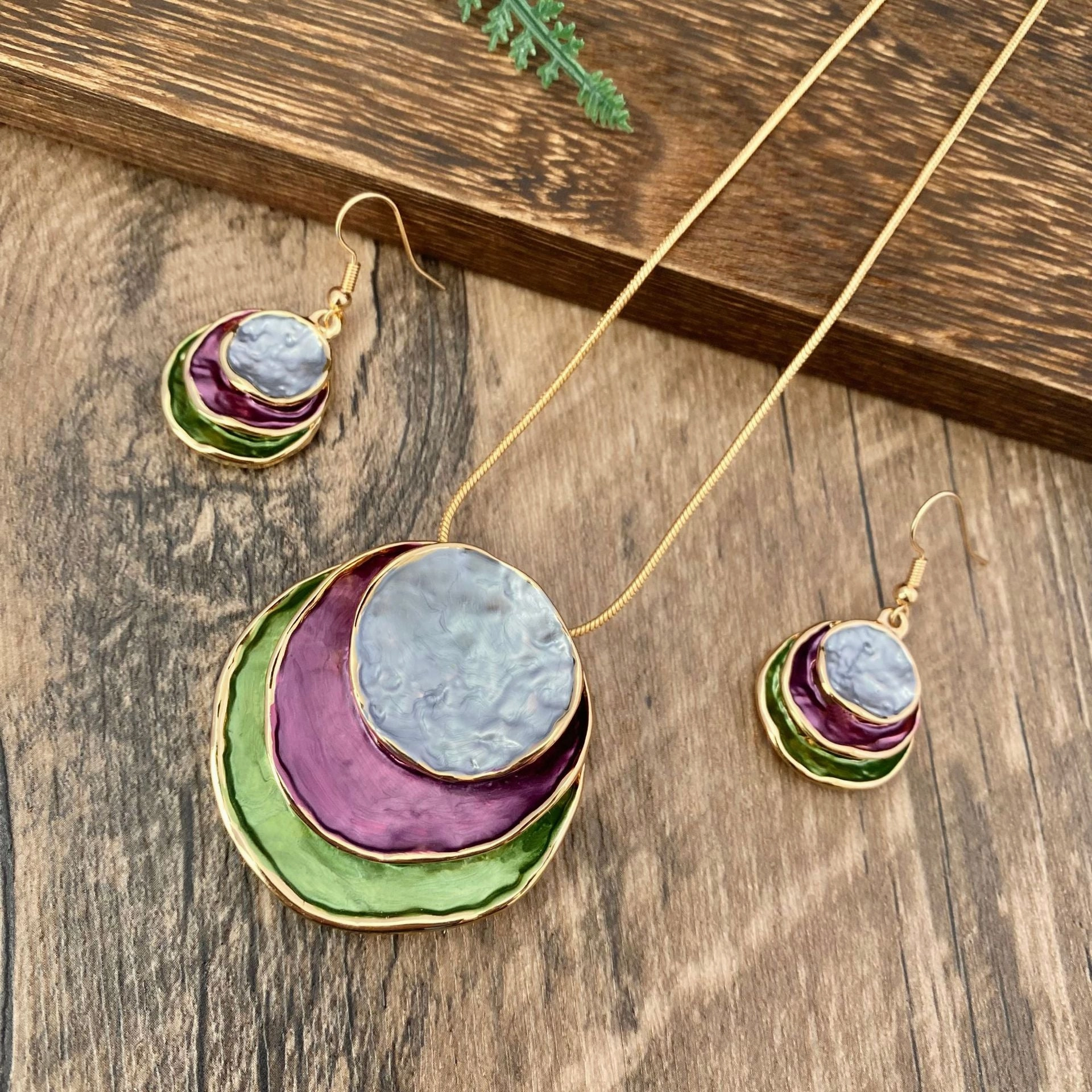 Wholesale Bohemian Colorful Hoop Hollow Dangle Earrings Set Necklaces