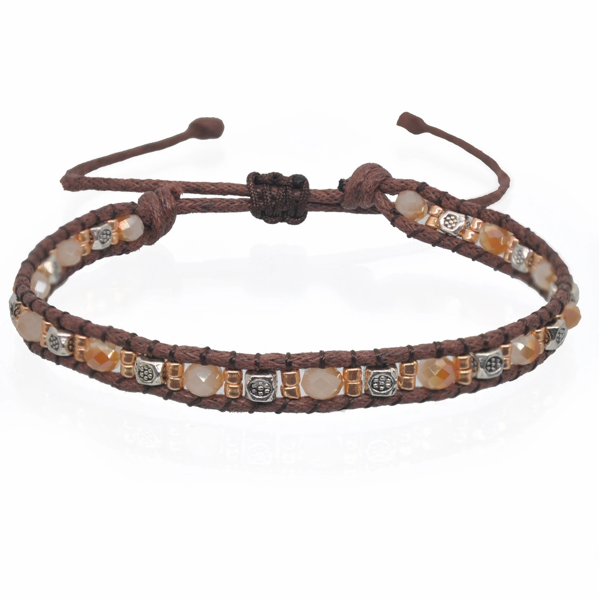 Wholesale Bohemian Colorful Rice Beads Double Strand Woven Rope Stretch Bracelet