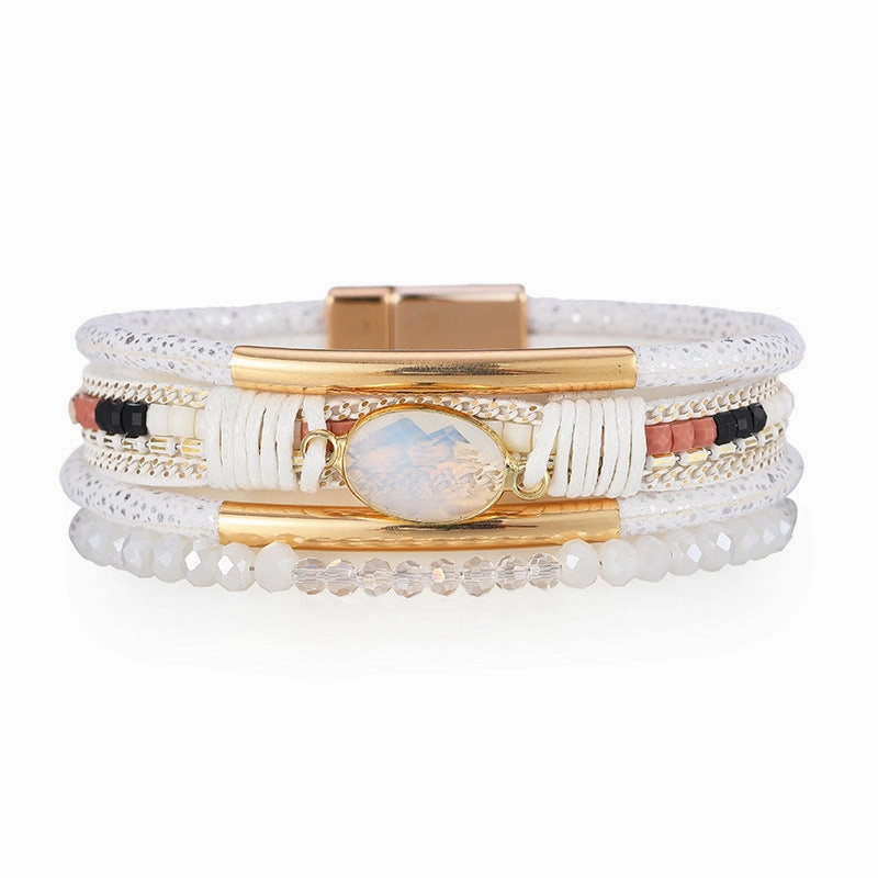 Wholesale Bohemian Copper Design Crystal Stone Multilayer Ethnic Style Bracelet