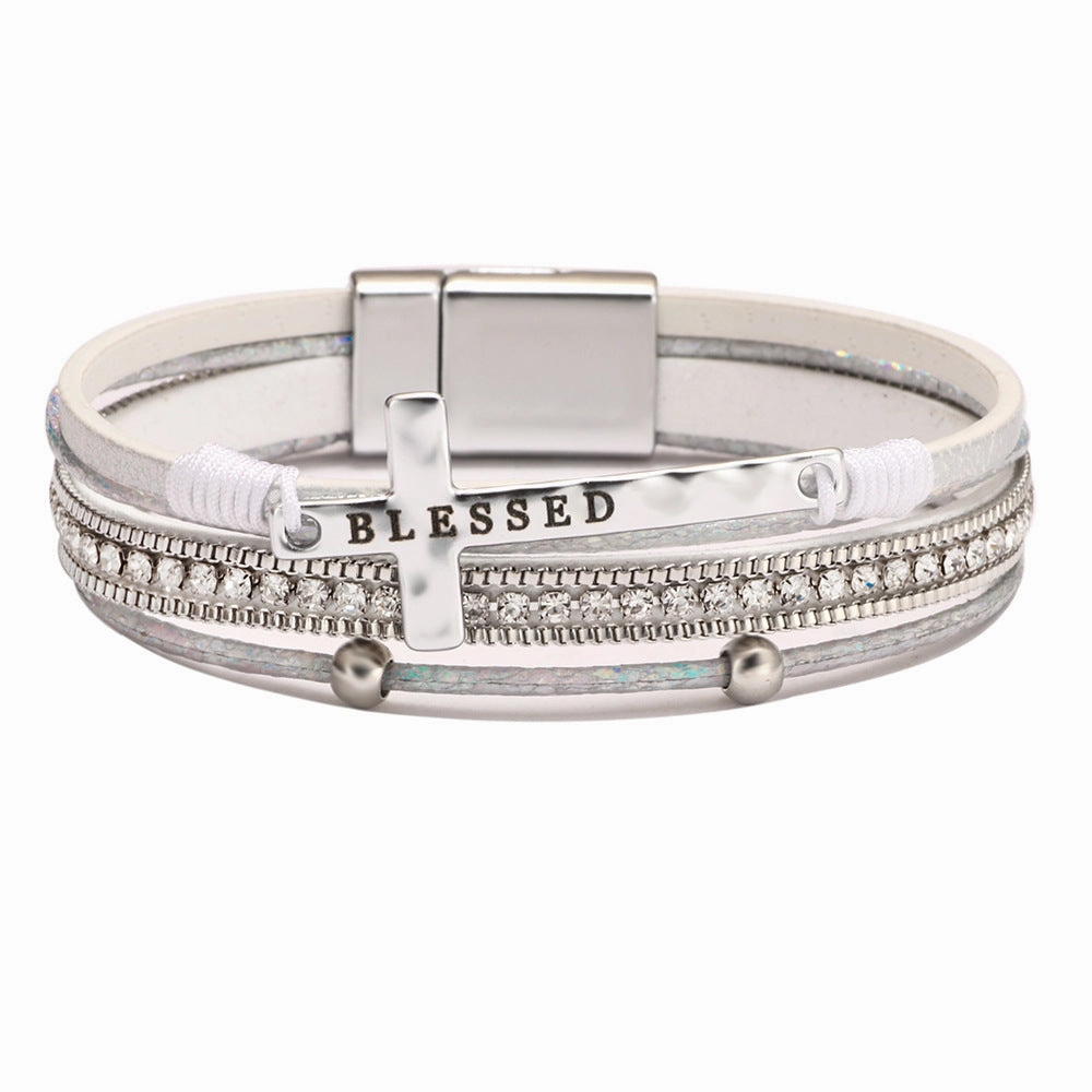 Wholesale Bohemian Cross Micro Diamond Magnetic Bracelet