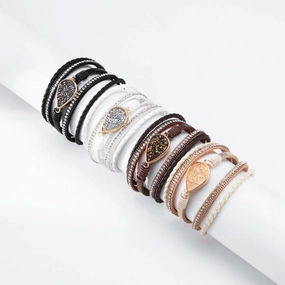 Wholesale Bohemian Diamond Leather Bracelet