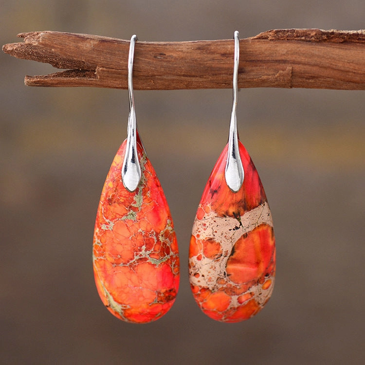 Wholesale Bohemian Droplet Pendant Natural Stone Earrings