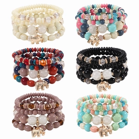 Wholesale Bohemian Elephant Pendant Beaded Bracelet