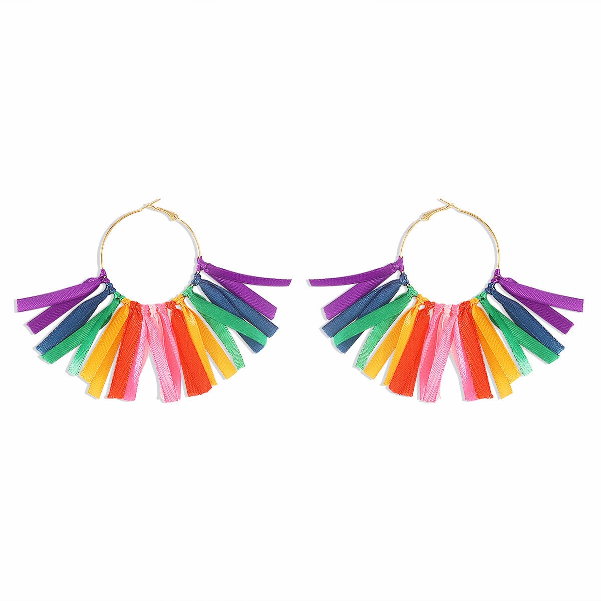 Wholesale Bohemian Ethnic Style Beach Big Hoop Tassel Earrings