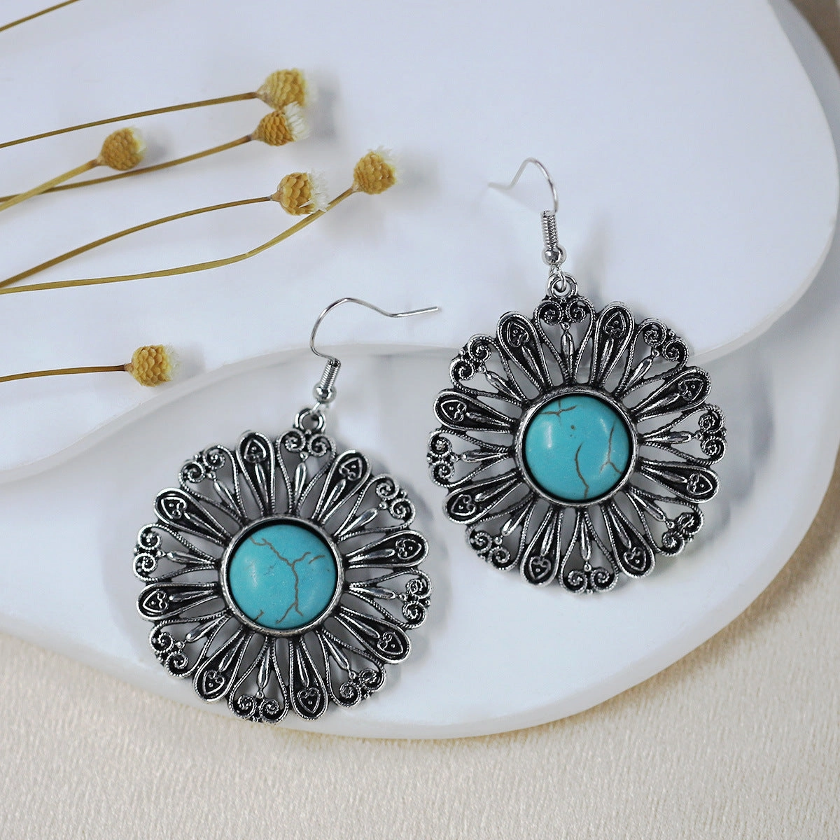 Wholesale Bohemian Ethnic Style Turquoise Geometric Earrings