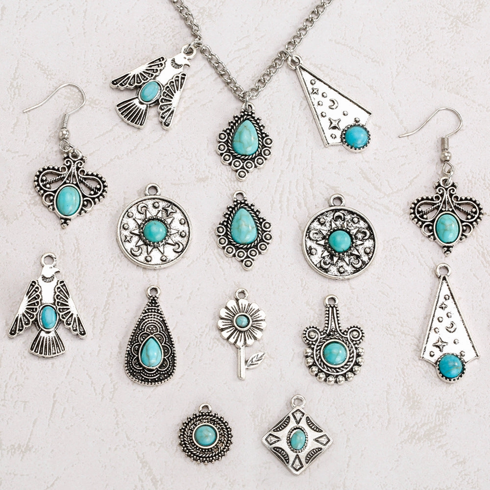 Wholesale Bohemian ethnic style turquoise inlaid necklace bracelet