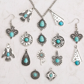 Wholesale Bohemian ethnic style turquoise inlaid necklace bracelet