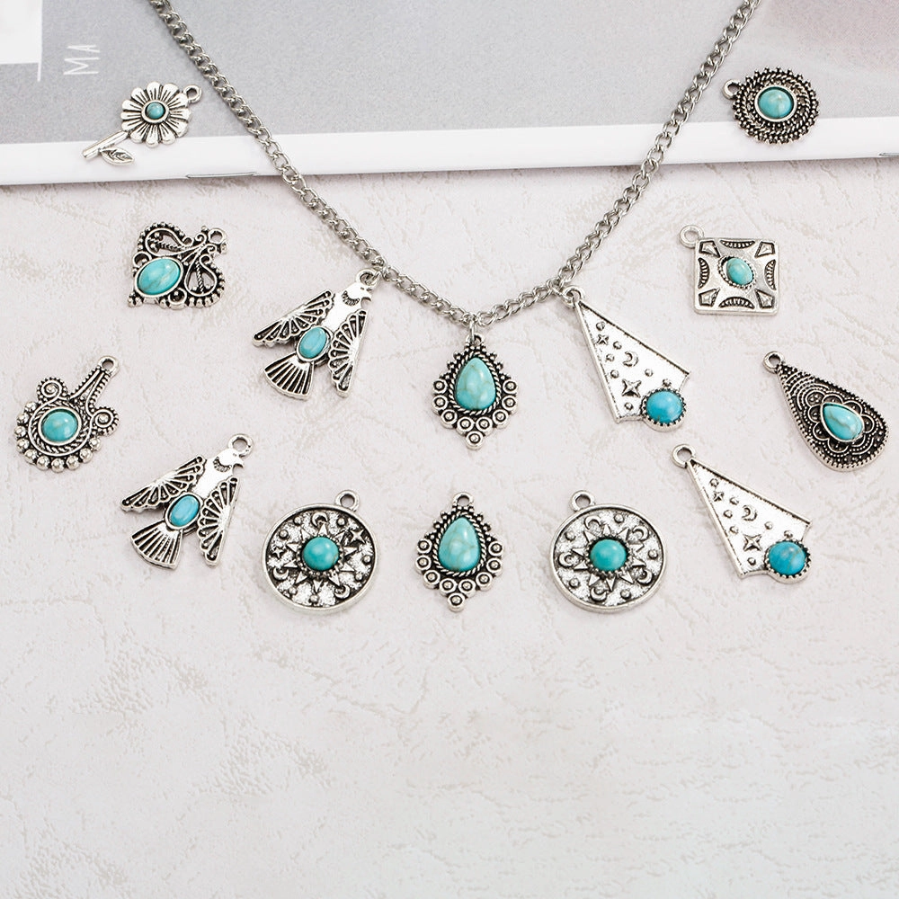 Wholesale Bohemian ethnic style turquoise inlaid necklace bracelet