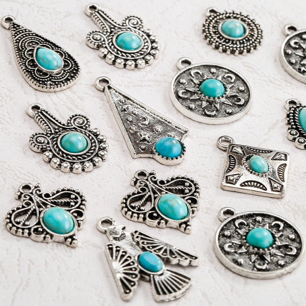 Wholesale Bohemian ethnic style turquoise inlaid necklace bracelet