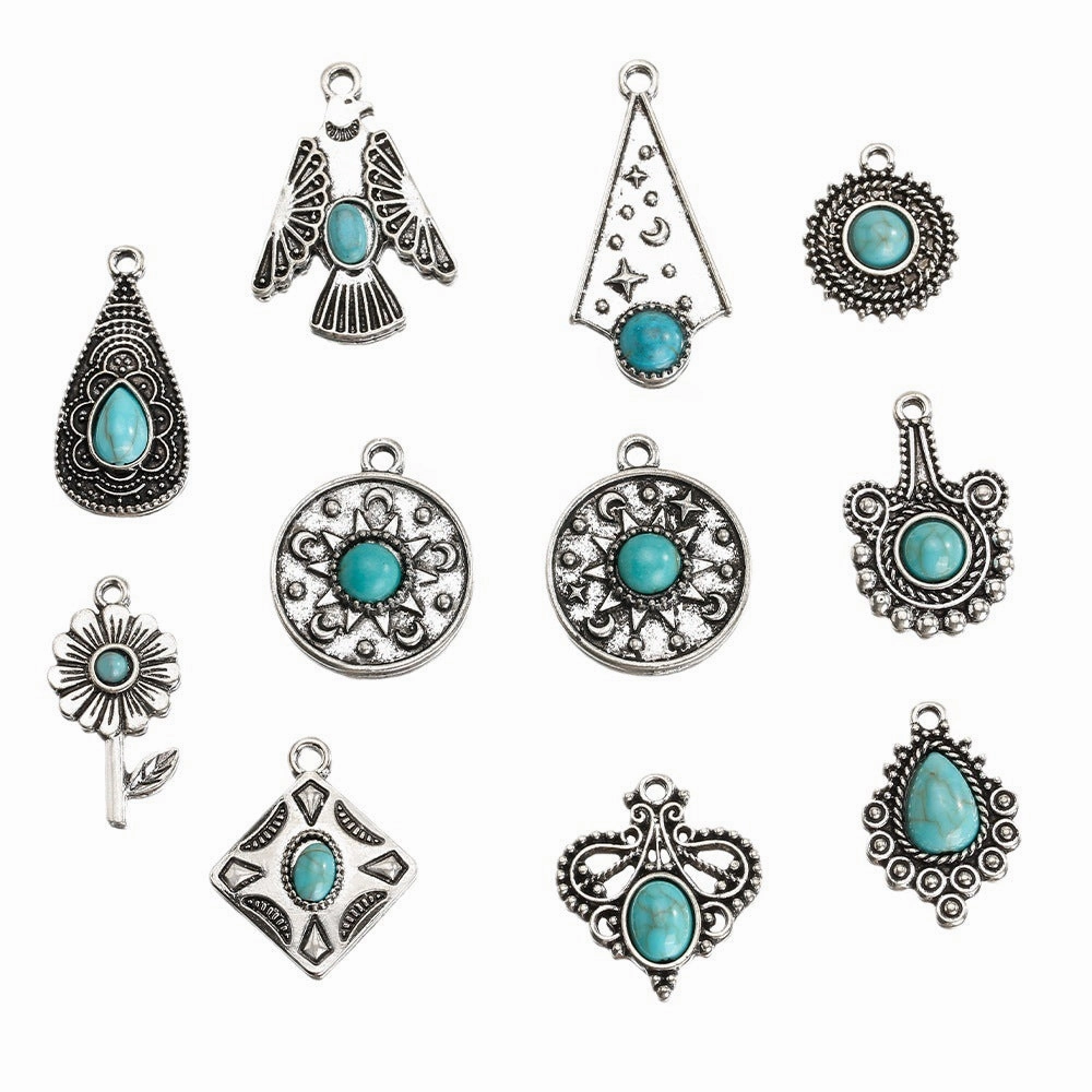 Wholesale Bohemian ethnic style turquoise inlaid necklace bracelet