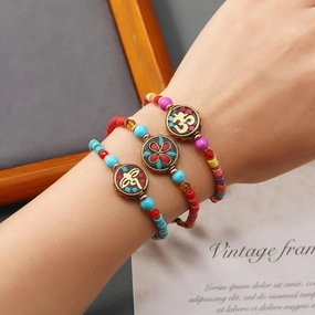 Wholesale Bohemian Ethnic Style Vintage Beaded Bell Bracelet