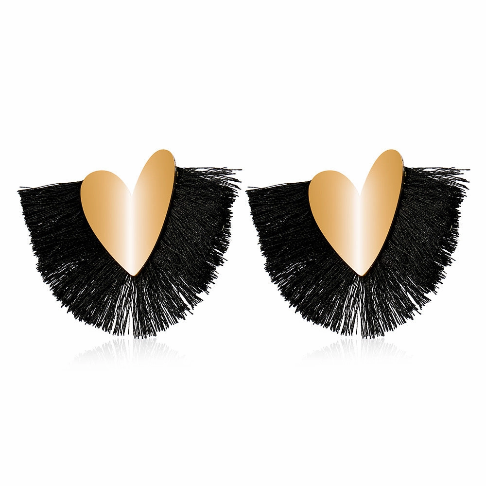Wholesale Bohemian Exaggerated Scalloped Tassel Vintage Love Earrings