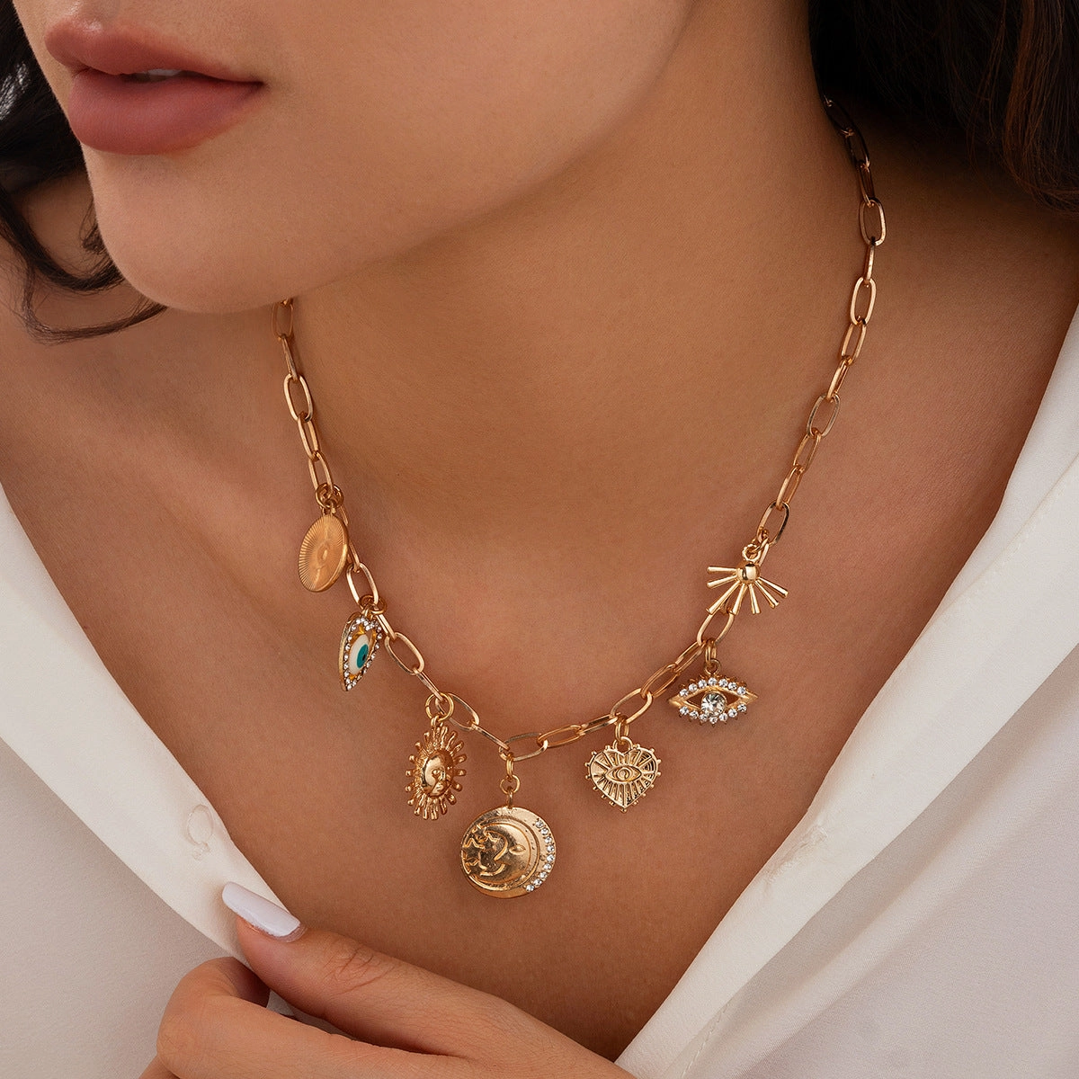 Wholesale Bohemian Heavy Chain Stacking Ocean Style Mermaid Shell Necklace