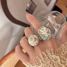 Wholesale Bohemian Holiday Style Snail Shell Wide Version Round Ring