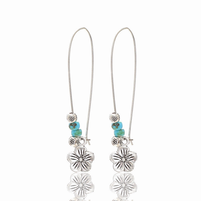 Wholesale Bohemian Metal Turquoise Drop Earrings