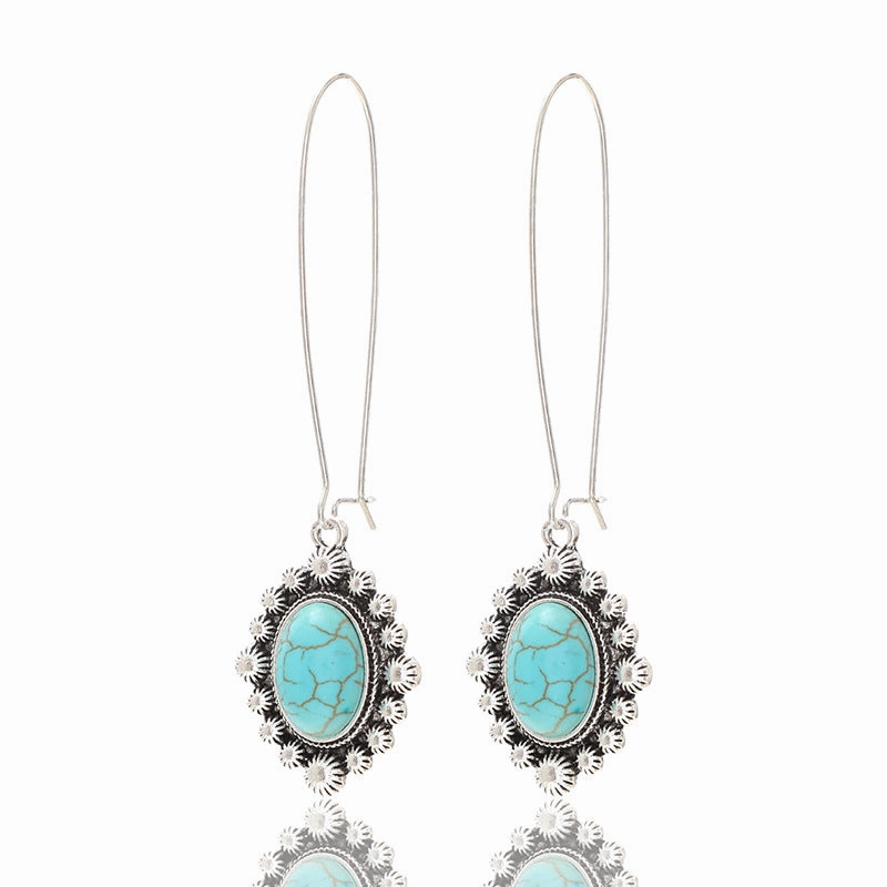 Wholesale Bohemian Metal Turquoise Drop Earrings