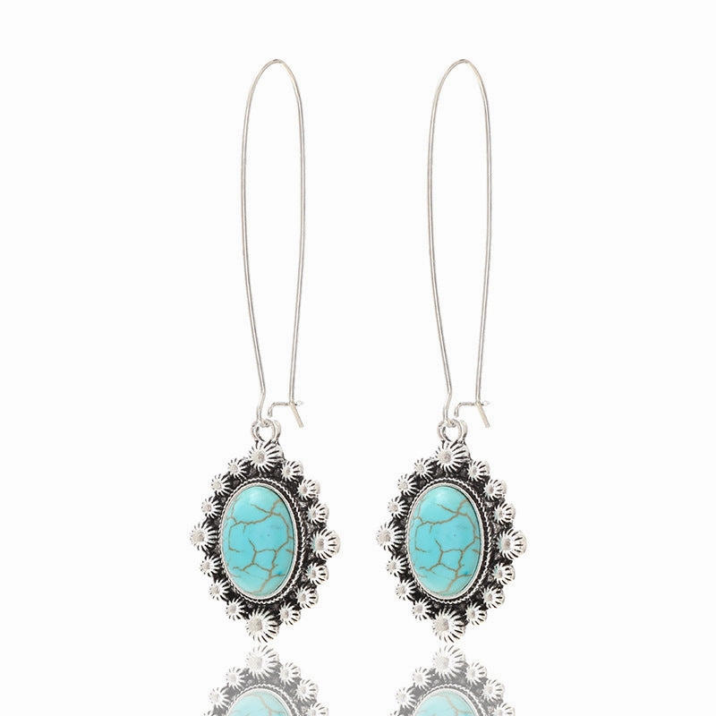 Wholesale Bohemian Metal Turquoise Drop Earrings