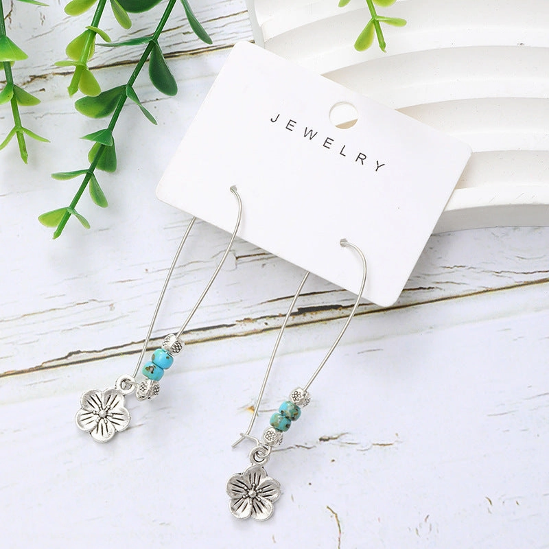 Wholesale Bohemian Metal Turquoise Drop Earrings