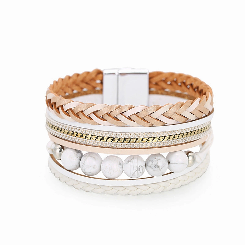 Wholesale Bohemian Multi-layered Braided Genuine Leather Bracelet