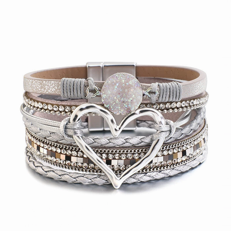 Wholesale Bohemian Multi-layered Leather Handwoven Love Bracelet