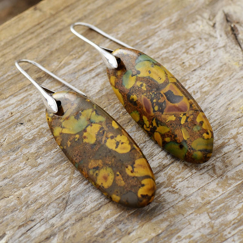 Wholesale Bohemian Natural Stone Geometric Pendant Earrings