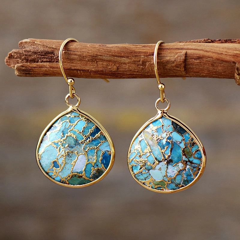 Wholesale Bohemian Natural Stone Water Drop Pendants and Earrings