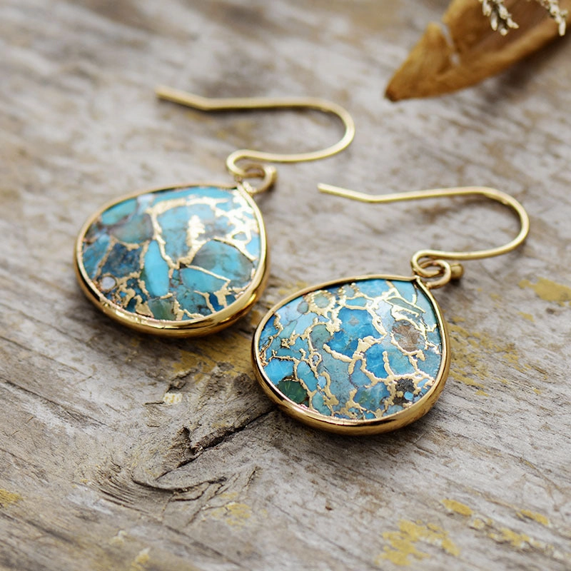 Wholesale Bohemian Natural Stone Water Drop Pendants and Earrings