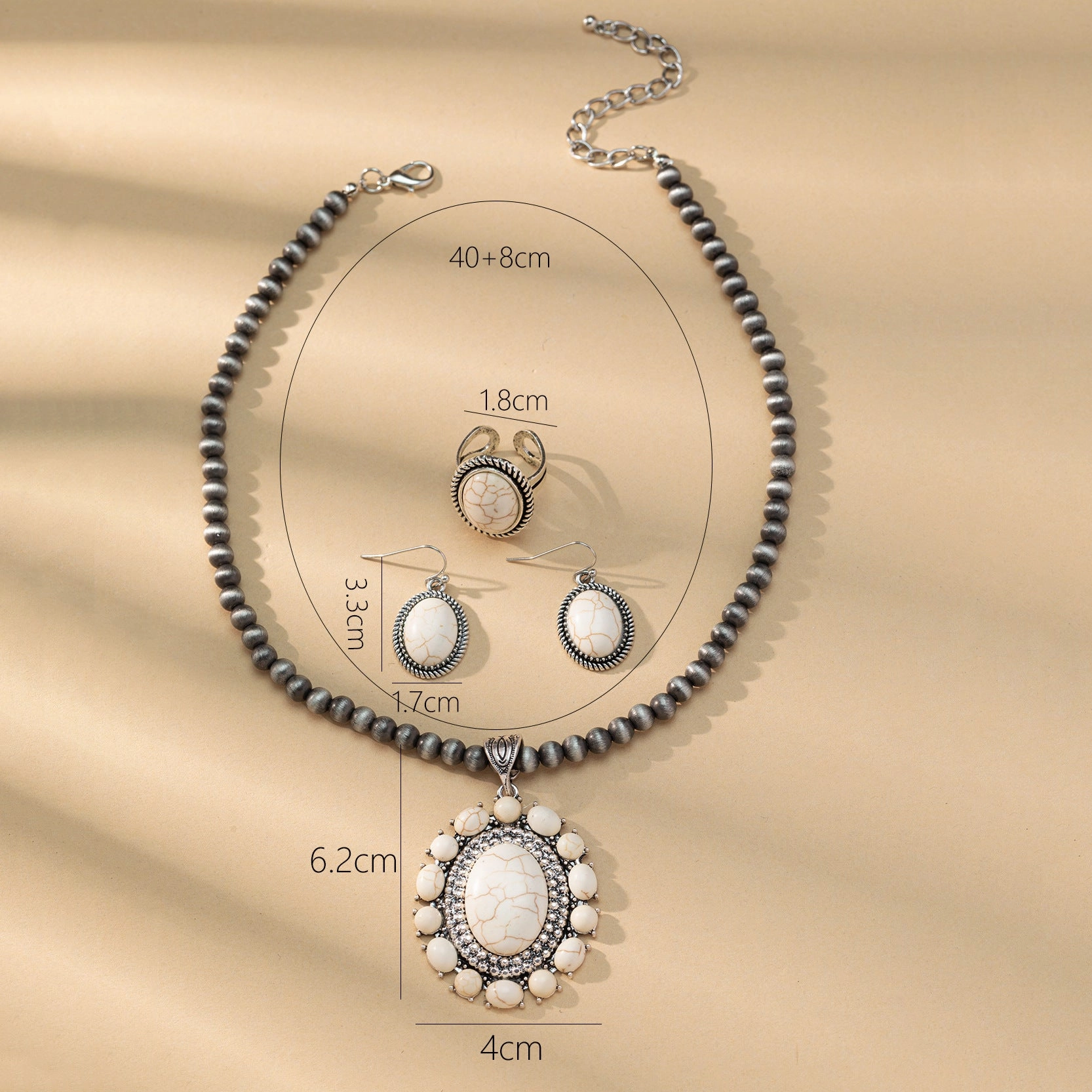 Wholesale Bohemian New Retro Round Flower Turquoise Pendant