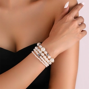 Wholesale Bohemian Pentagram Love Pearl Bracelet Set