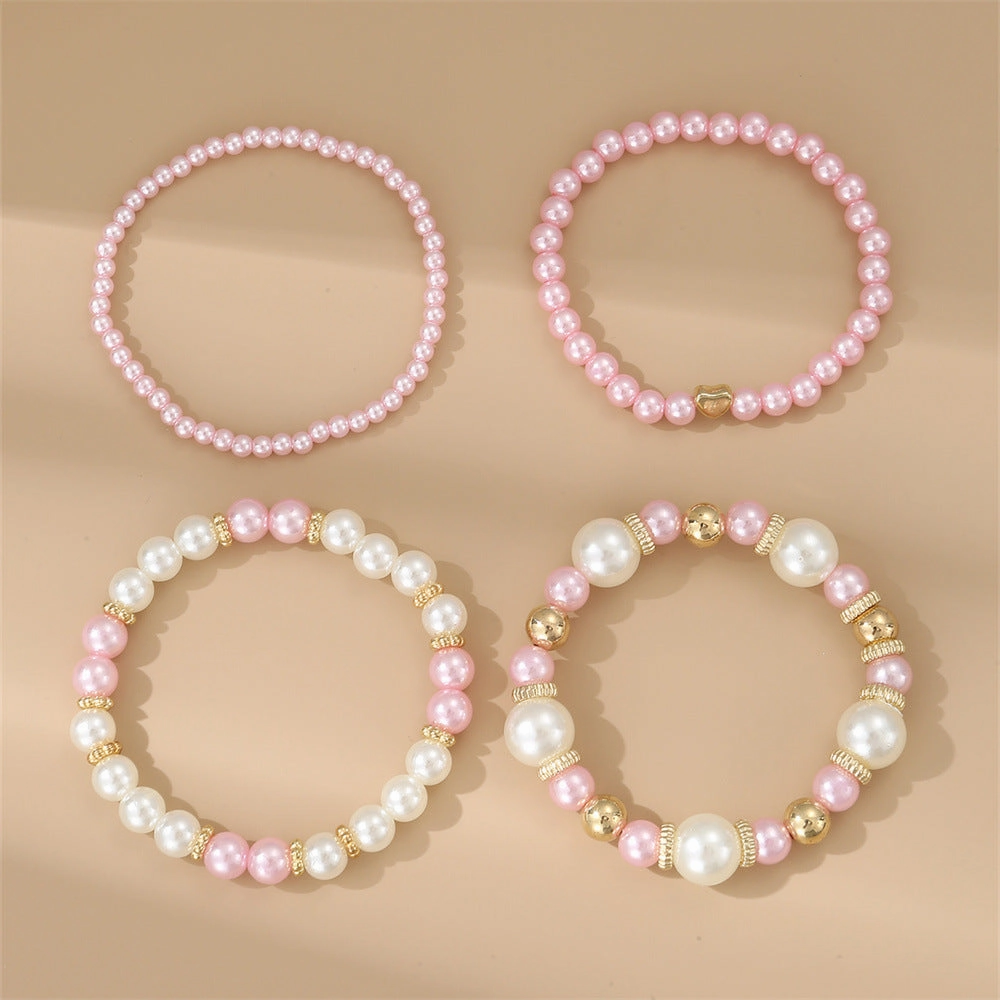 Wholesale Bohemian Pentagram Love Pearl Bracelet Set