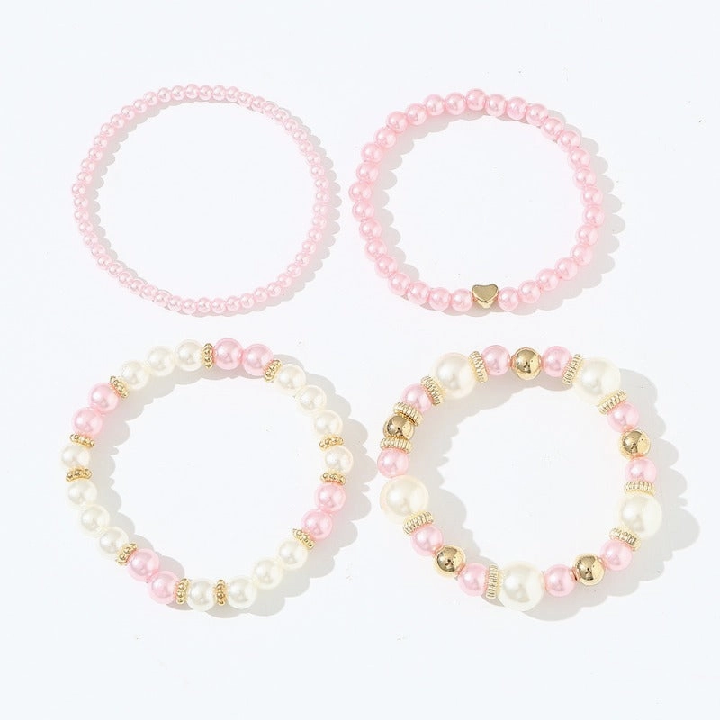 Wholesale Bohemian Pentagram Love Pearl Bracelet Set