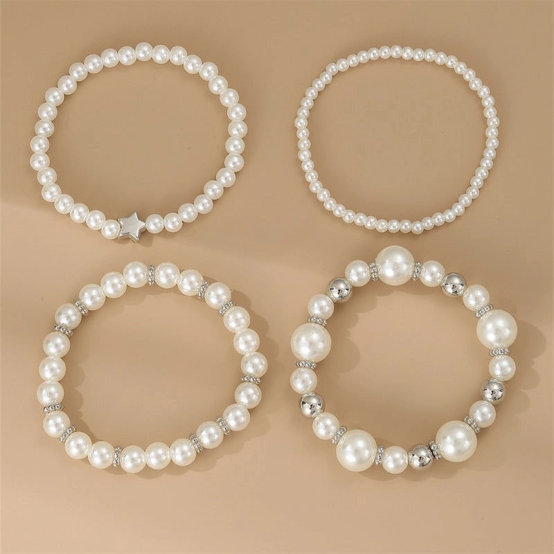 Wholesale Bohemian Pentagram Love Pearl Bracelet Set