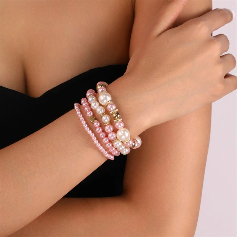 Wholesale Bohemian Pentagram Love Pearl Bracelet Set
