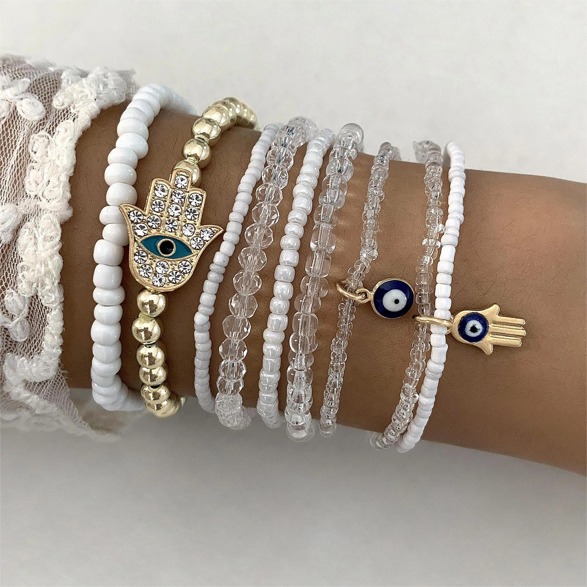 Wholesale Bohemian Personalized Evil Eye Bracelet Set