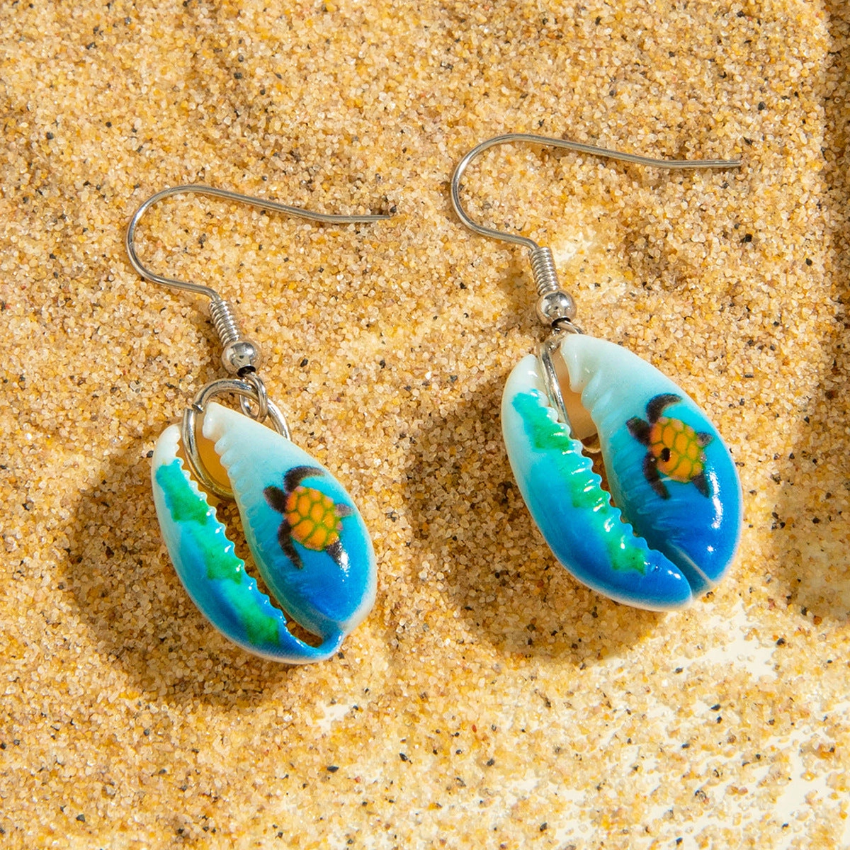 Wholesale Bohemian Resin Shellfish Starfish Holiday Style Ocean Series Earrings
